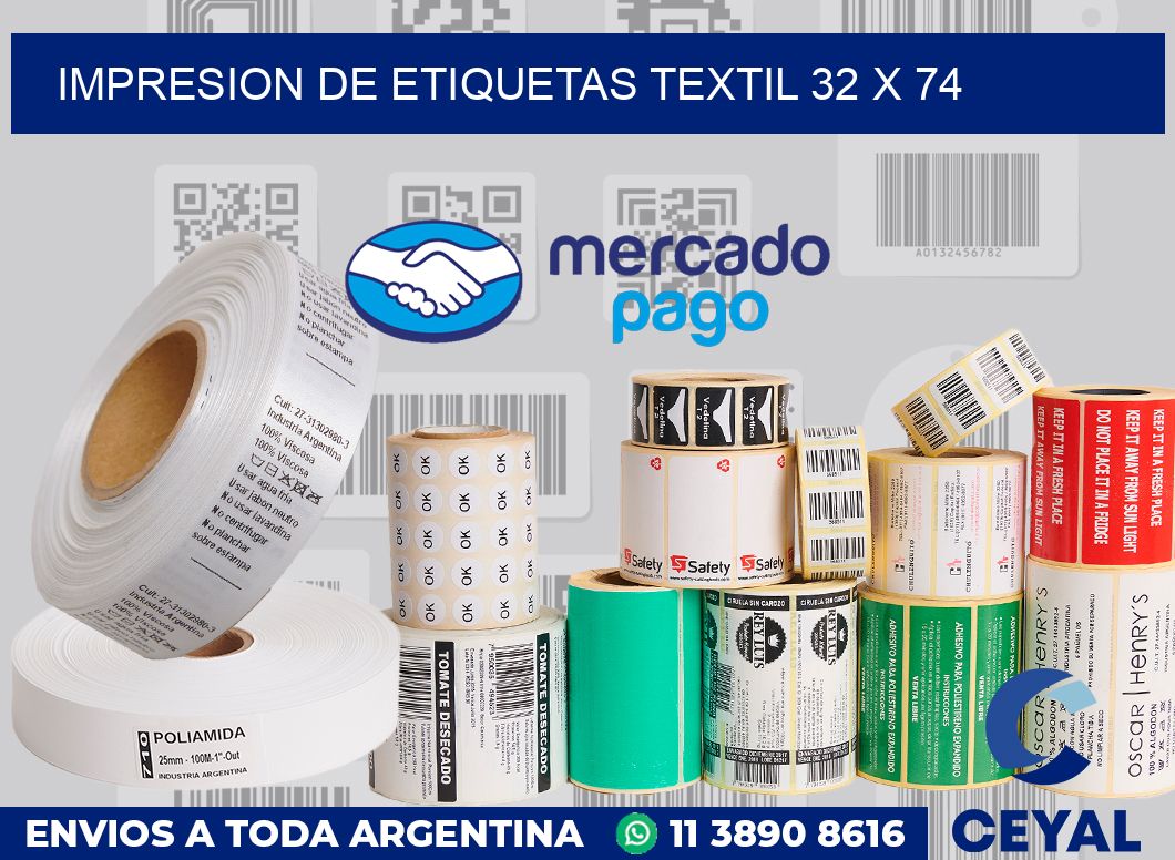 Impresion de etiquetas textil 32 x 74