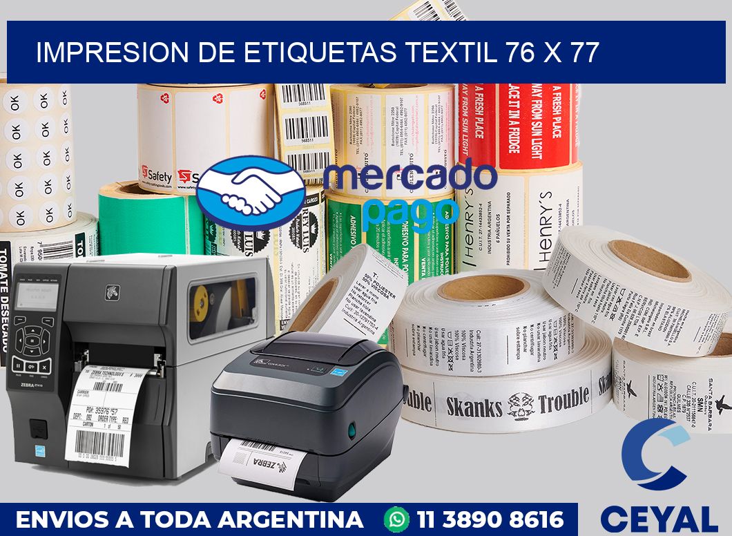 Impresion de etiquetas textil 76 x 77