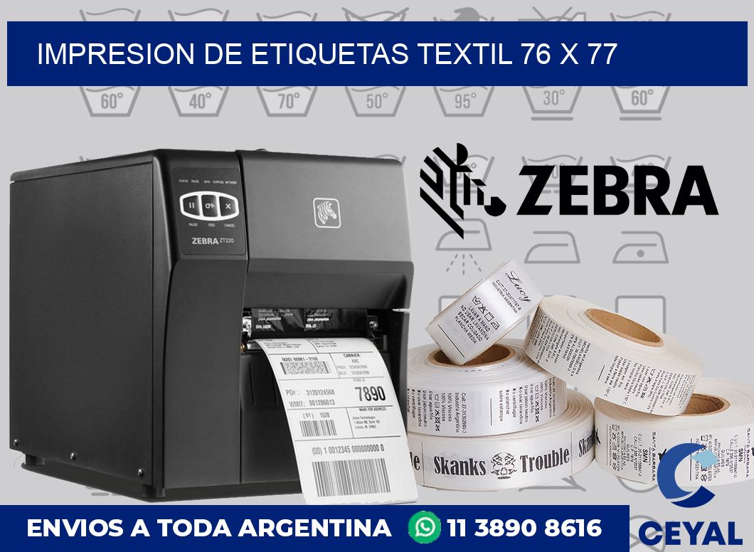 Impresion de etiquetas textil 76 x 77