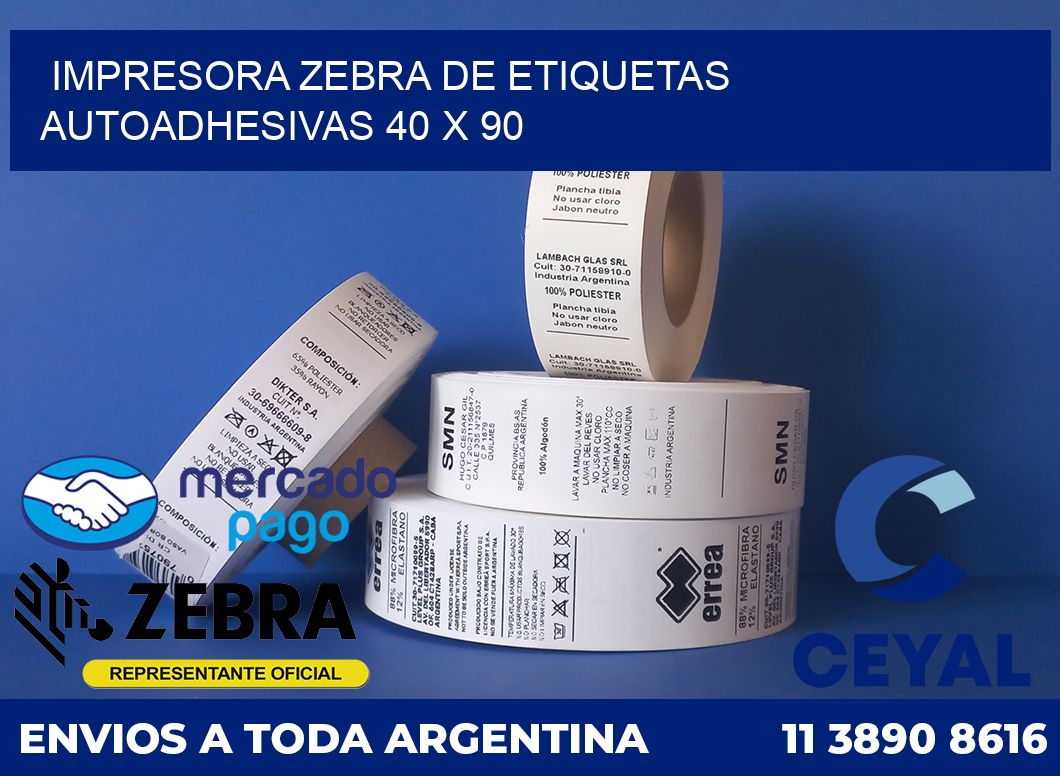 Impresora Zebra de etiquetas autoadhesivas 40 x 90
