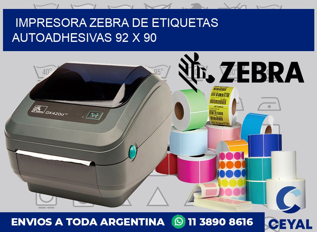 Impresora Zebra de etiquetas autoadhesivas 92 x 90