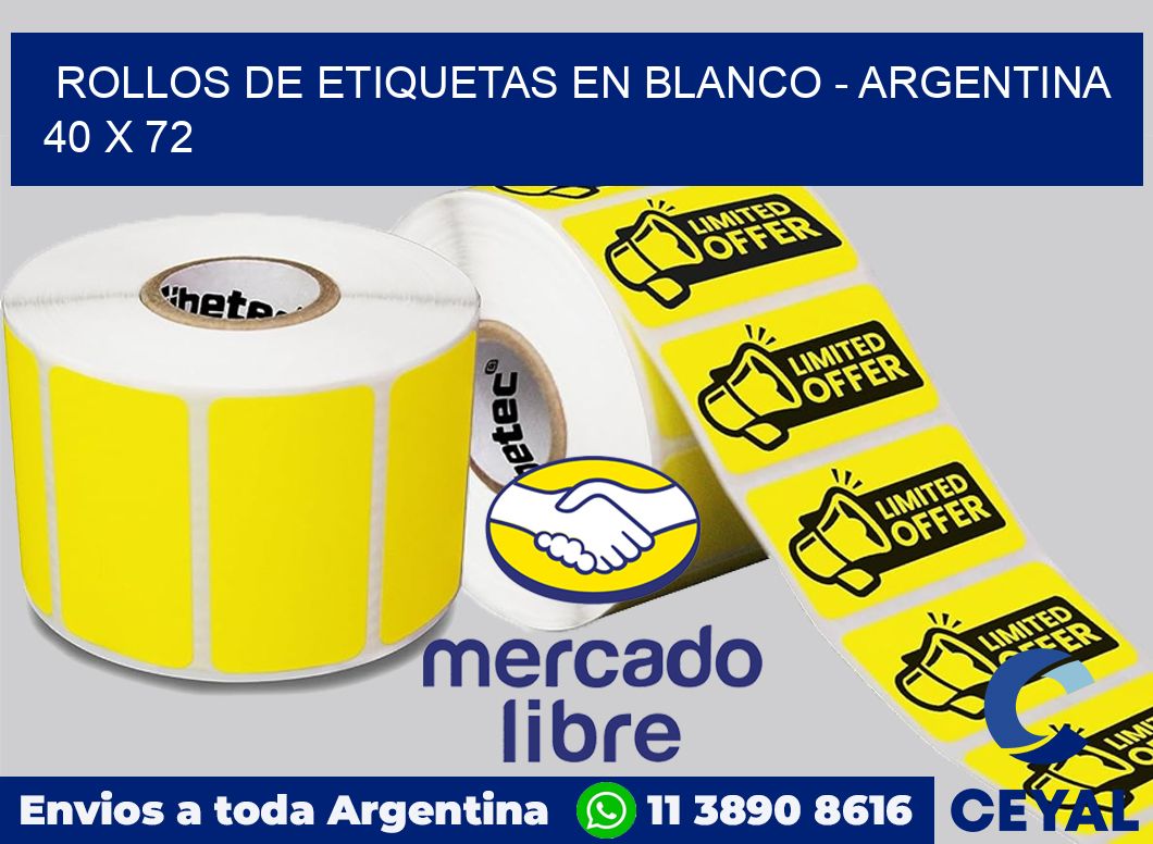 Rollos de etiquetas en blanco - Argentina 40 x 72