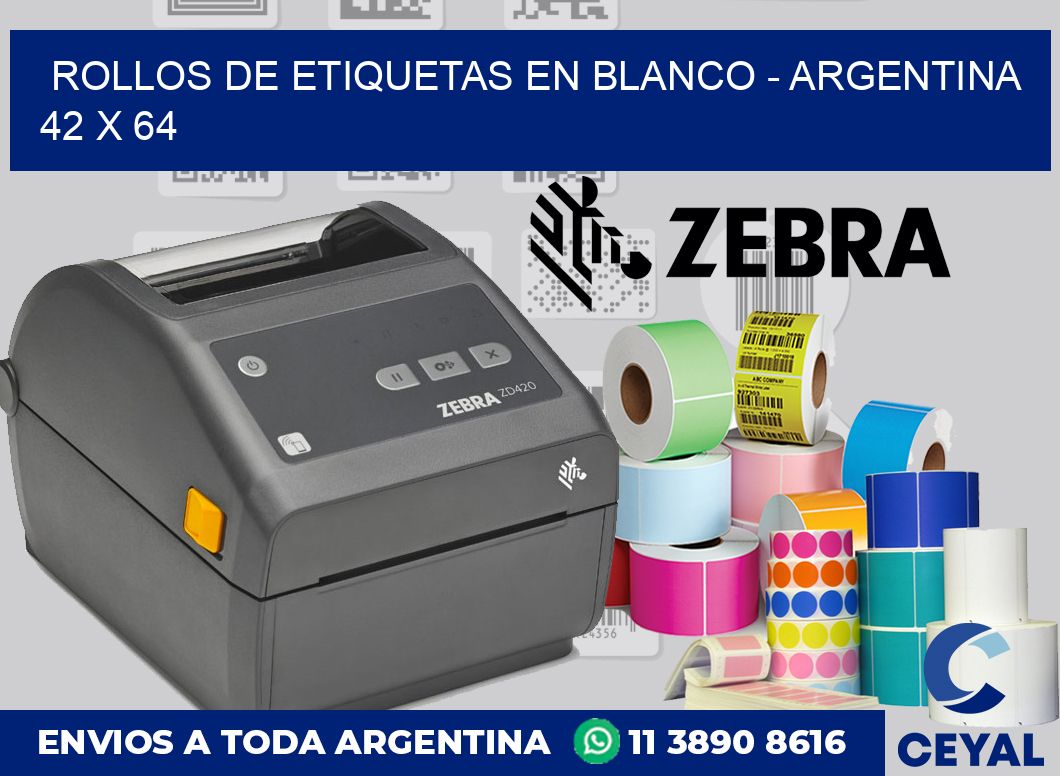 Rollos de etiquetas en blanco – Argentina 42 x 64