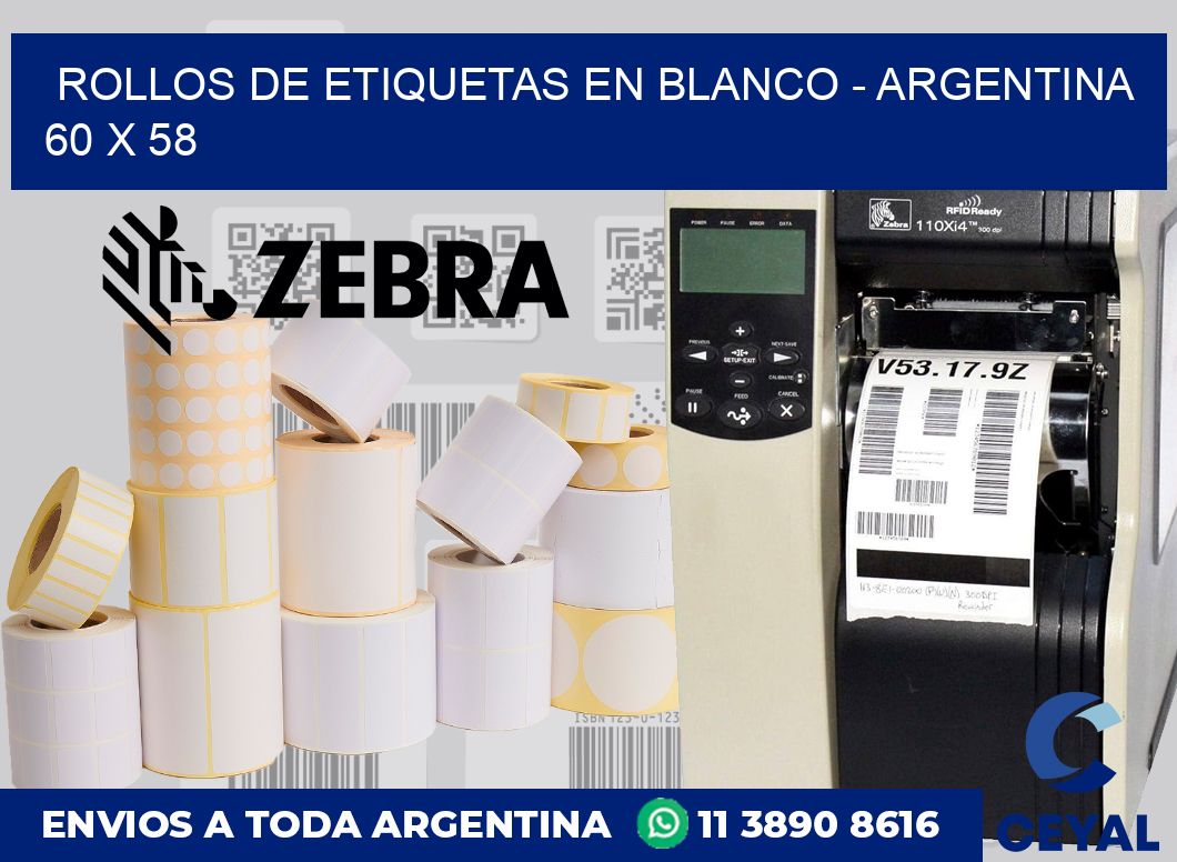 Rollos de etiquetas en blanco – Argentina 60 x 58