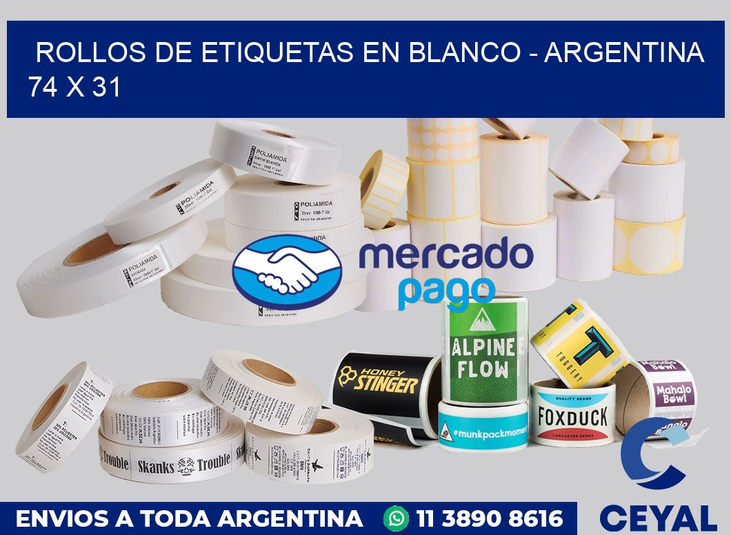 Rollos de etiquetas en blanco - Argentina 74 x 31