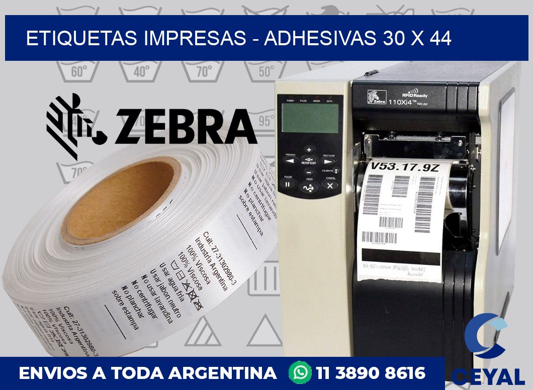 etiquetas impresas - Adhesivas 30 x 44