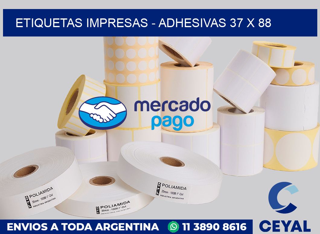 etiquetas impresas - Adhesivas 37 x 88