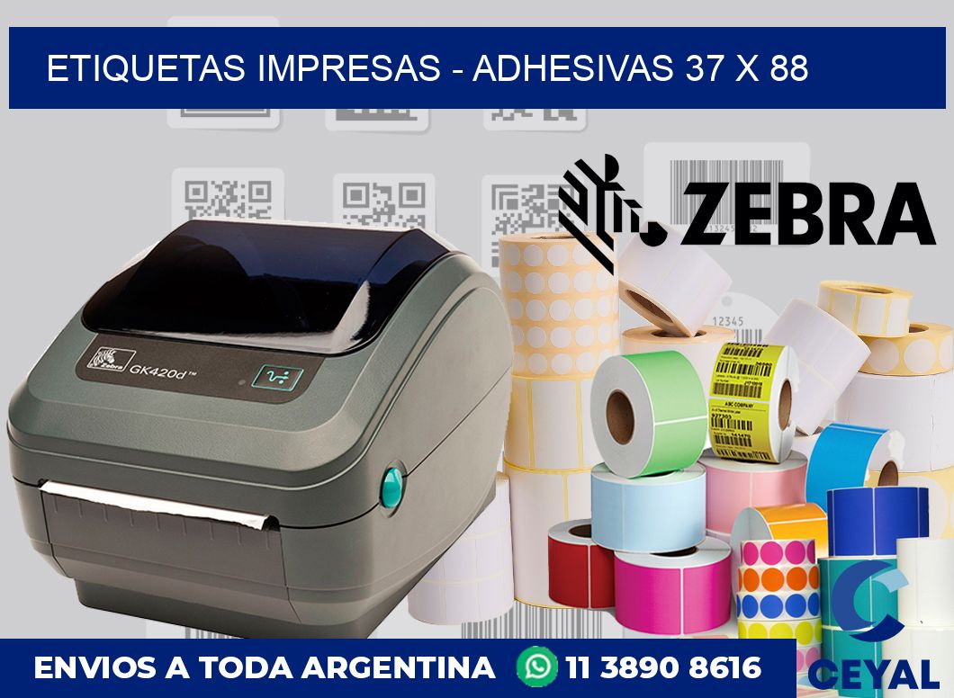 etiquetas impresas - Adhesivas 37 x 88