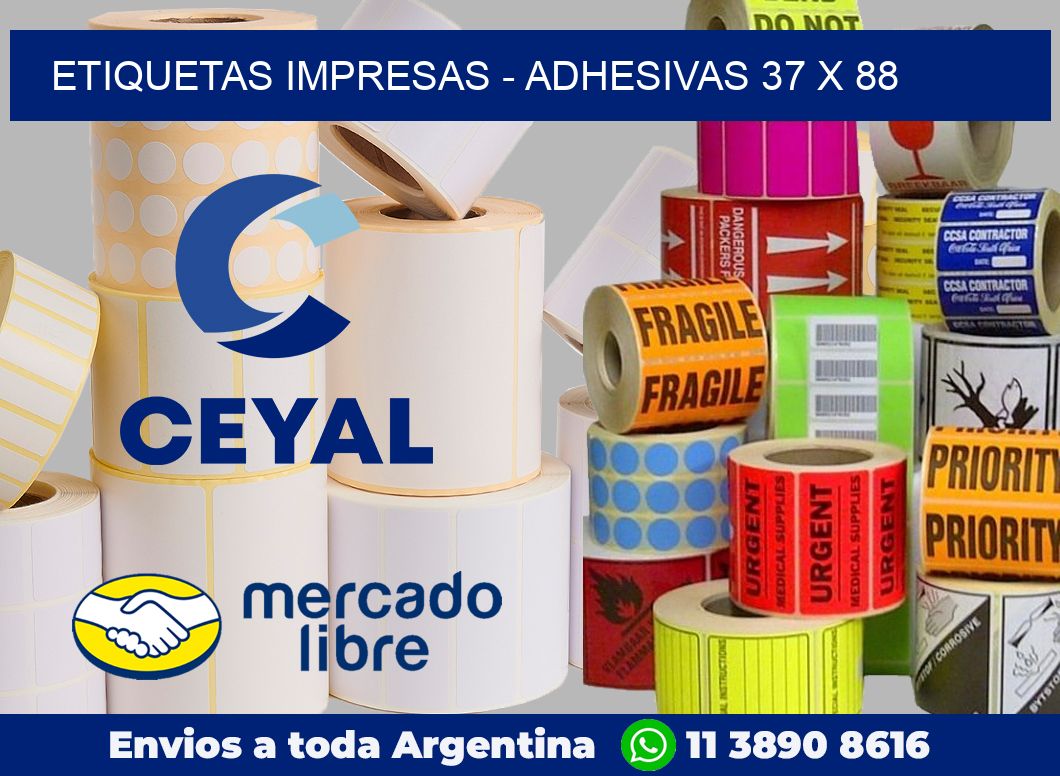 etiquetas impresas – Adhesivas 37 x 88