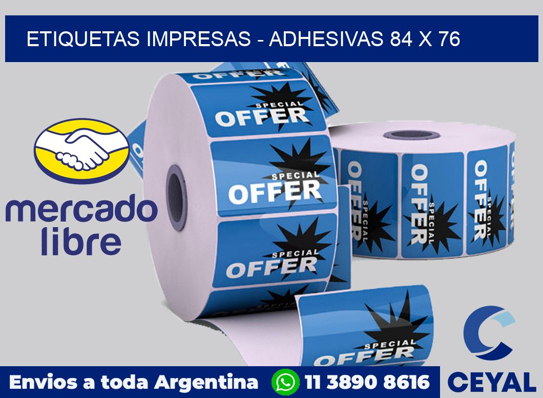 etiquetas impresas - Adhesivas 84 x 76