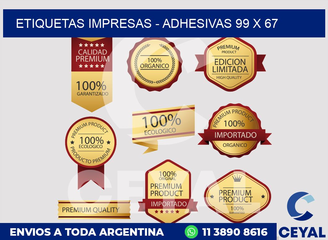 etiquetas impresas - Adhesivas 99 x 67