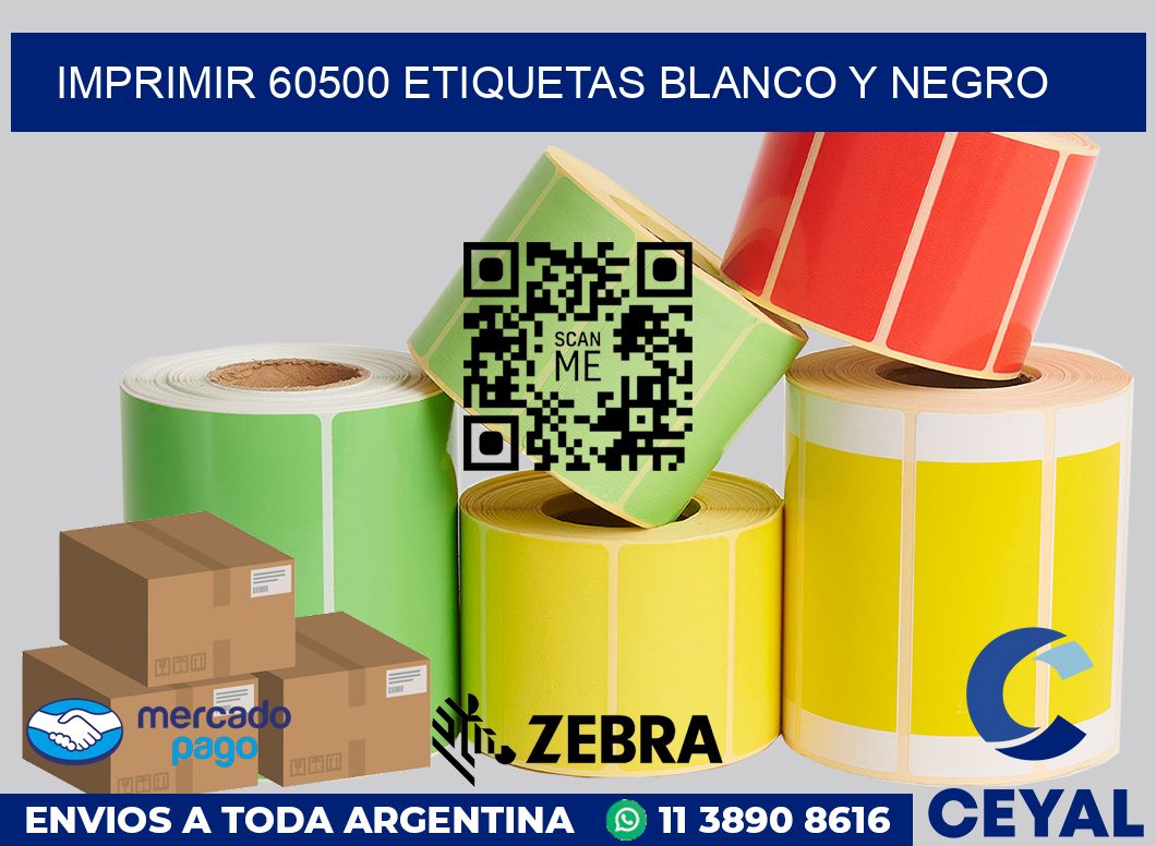 imprimir 60500 etiquetas blanco y negro