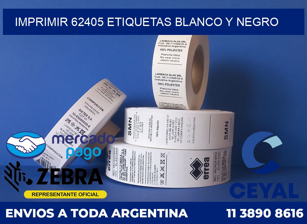 imprimir 62405 etiquetas blanco y negro
