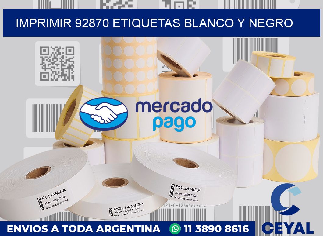 imprimir 92870 etiquetas blanco y negro