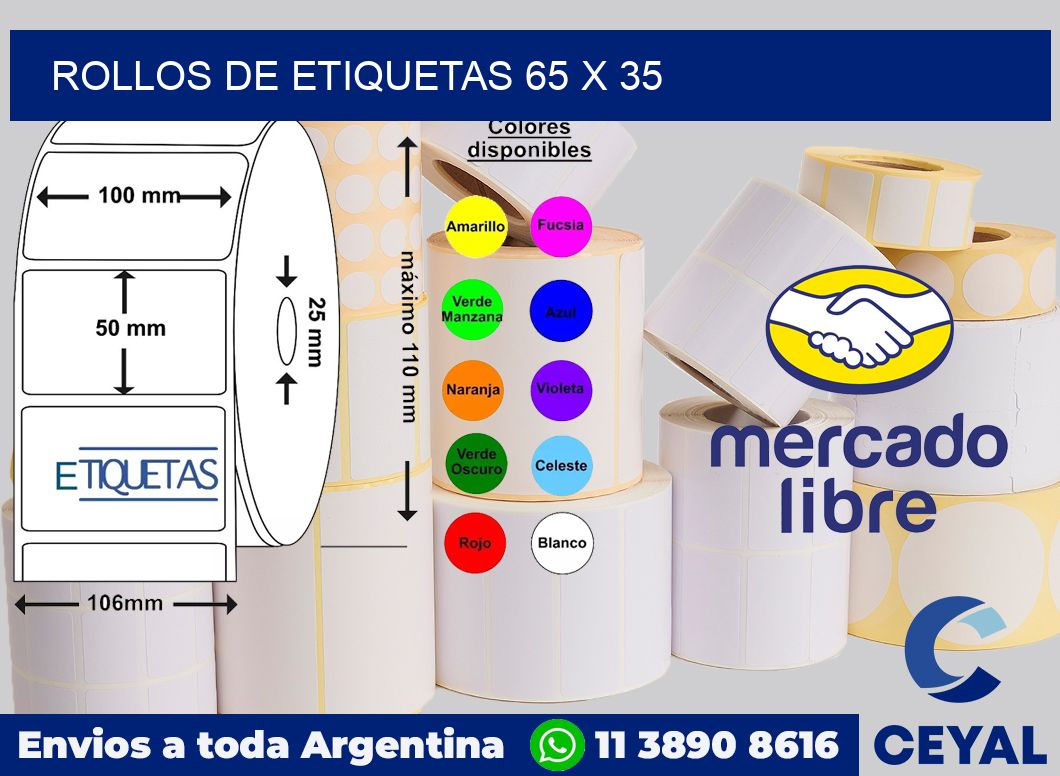 rollos de etiquetas 65 x 35