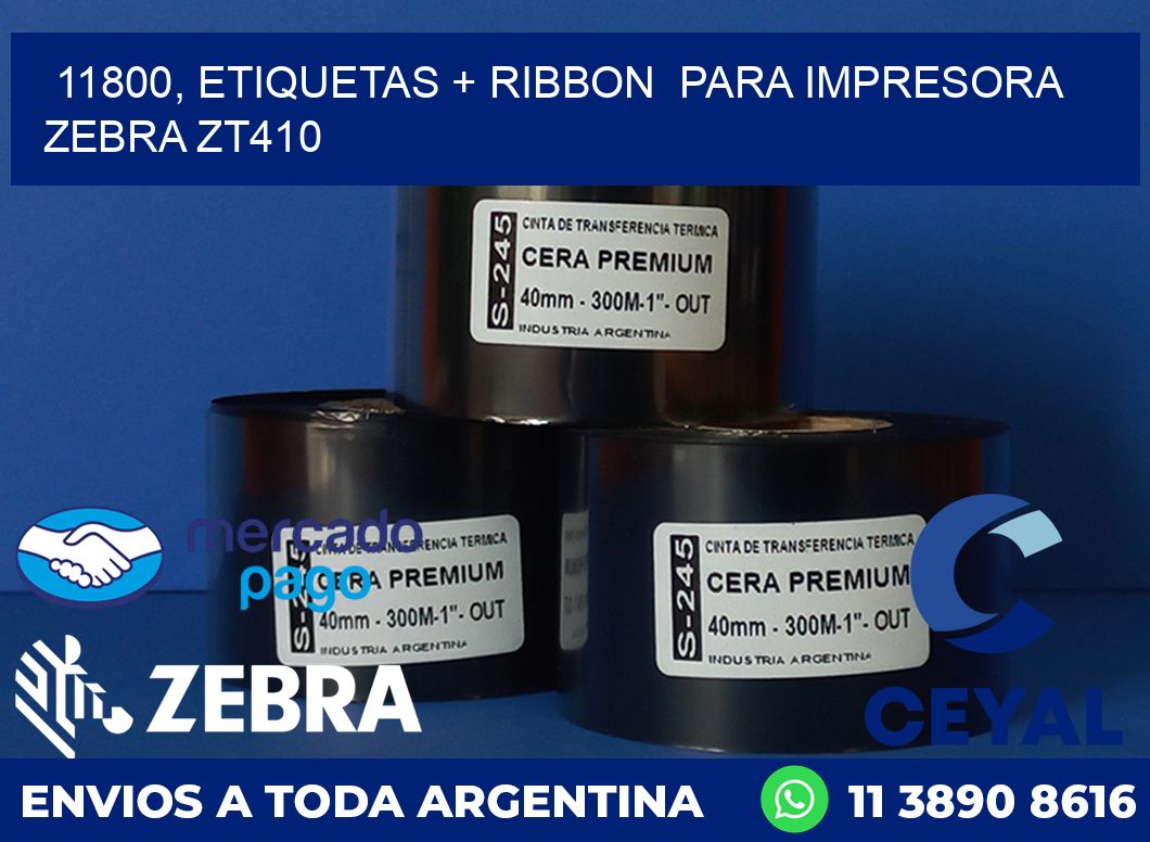 11800, etiquetas + ribbon  para impresora zebra ZT410