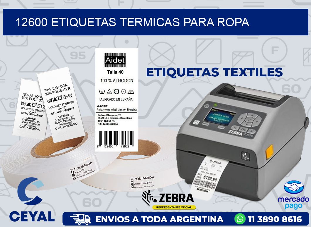 12600 ETIQUETAS TERMICAS PARA ROPA