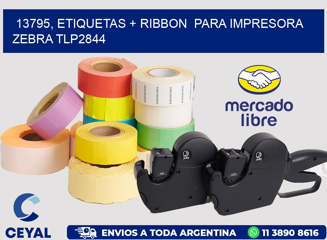 13795, etiquetas + ribbon  para impresora zebra TLP2844