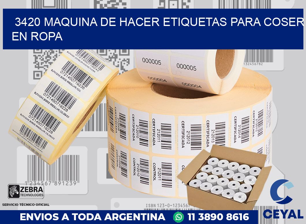 3420 MAQUINA DE HACER ETIQUETAS PARA COSER EN ROPA