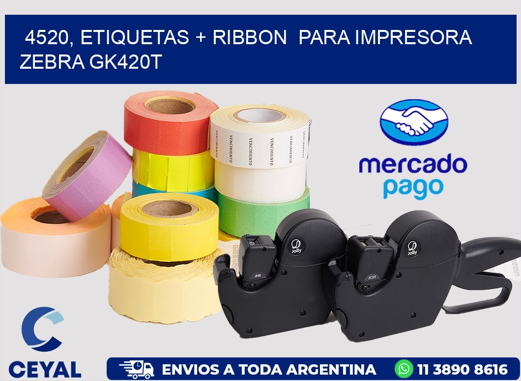 4520, etiquetas + ribbon  para impresora zebra GK420T