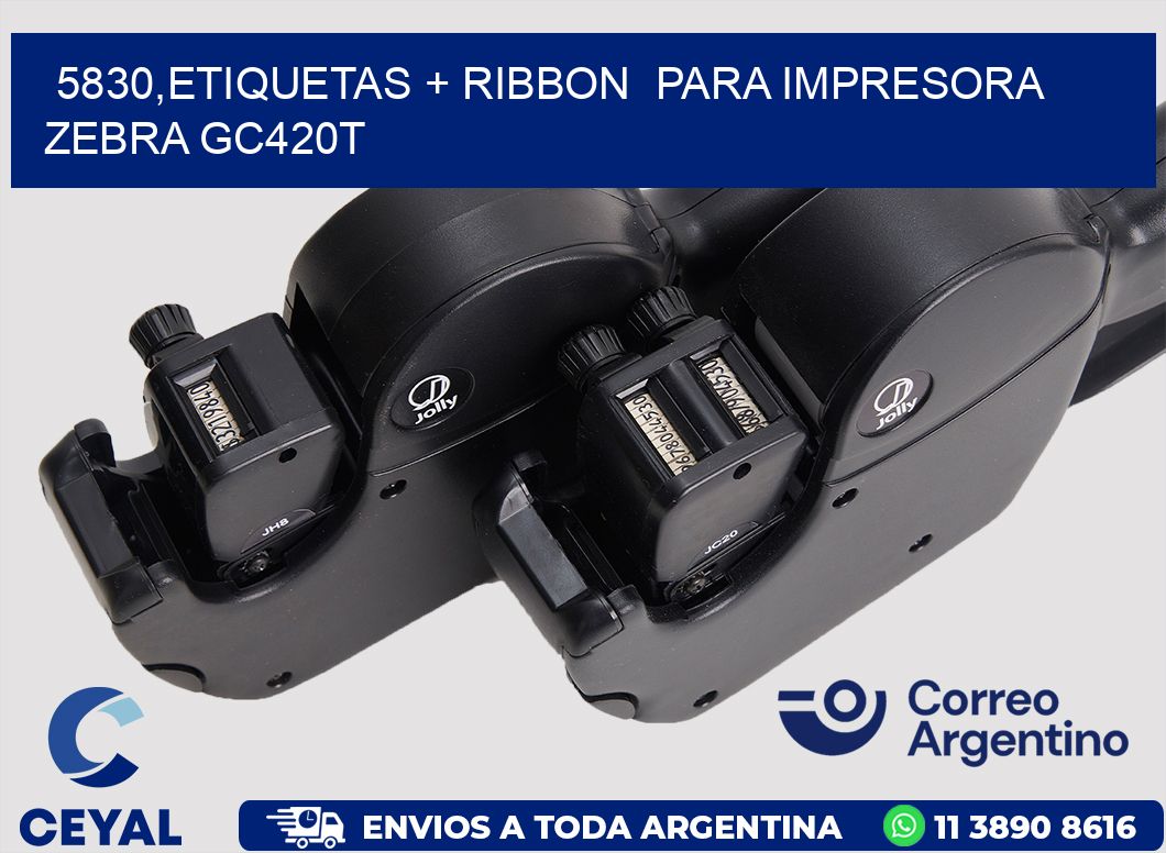 5830,etiquetas + ribbon  para impresora zebra GC420T