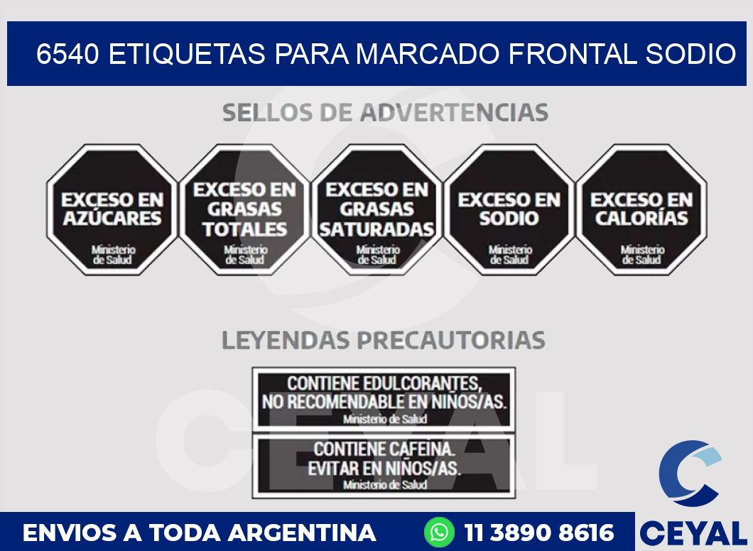 6540 ETIQUETAS PARA MARCADO FRONTAL SODIO
