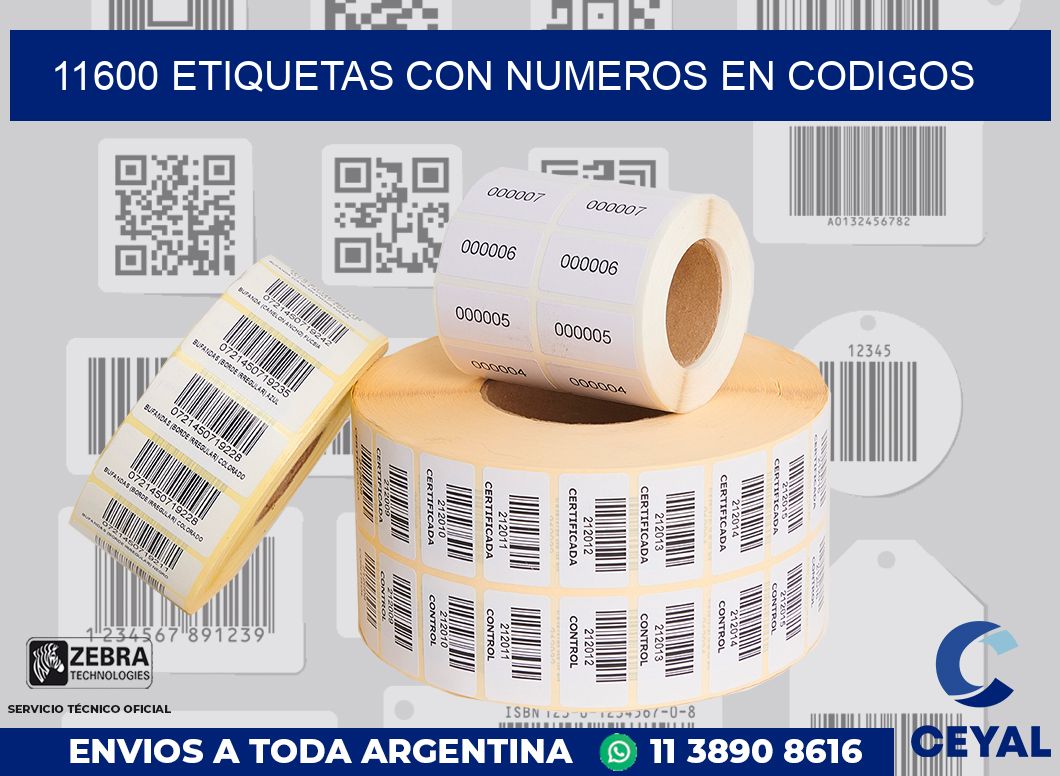 11600 ETIQUETAS CON NUMEROS EN CODIGOS