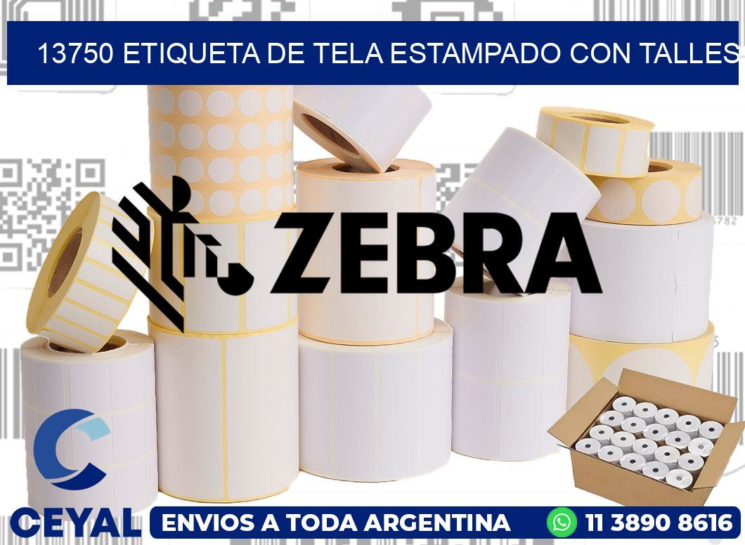 13750 ETIQUETA DE TELA ESTAMPADO CON TALLES