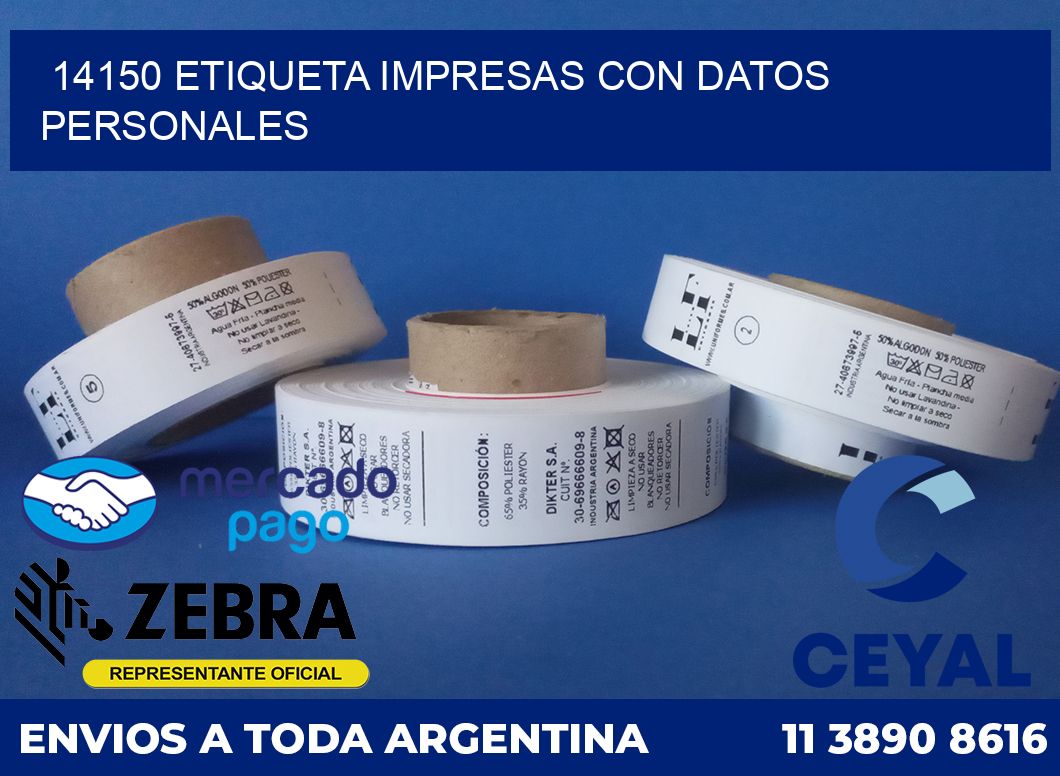 14150 ETIQUETA IMPRESAS CON DATOS PERSONALES