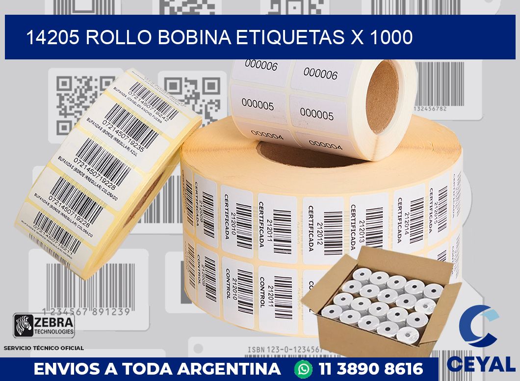 14205 Rollo bobina etiquetas x 1000