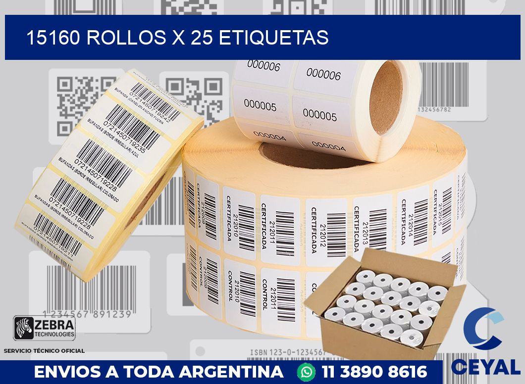 15160 Rollos x 25 etiquetas