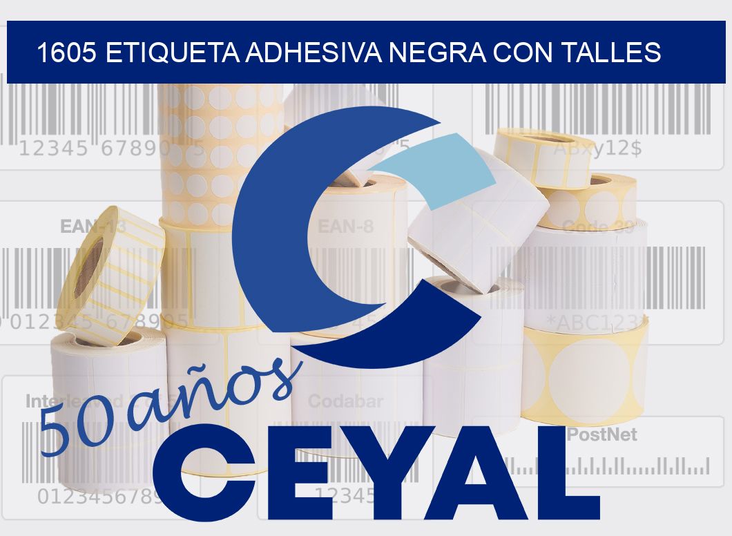 1605 ETIQUETA ADHESIVA NEGRA CON TALLES