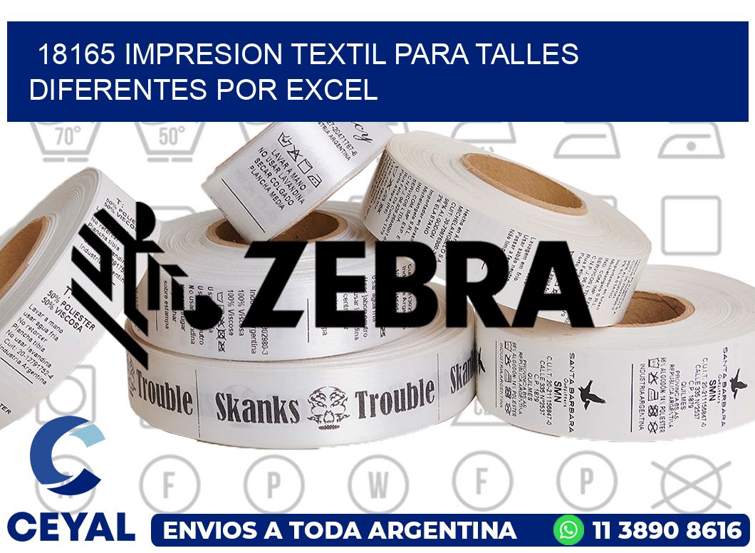 18165 IMPRESION TEXTIL PARA TALLES DIFERENTES POR EXCEL