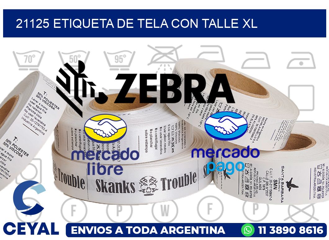 21125 ETIQUETA DE TELA CON TALLE XL