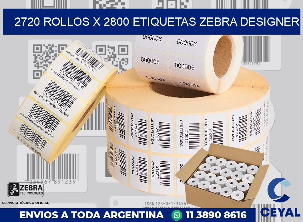 2720 Rollos x 2800 etiquetas zebra designer