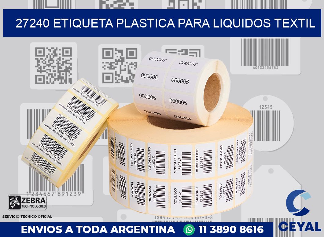 27240 ETIQUETA PLASTICA PARA LIQUIDOS TEXTIL