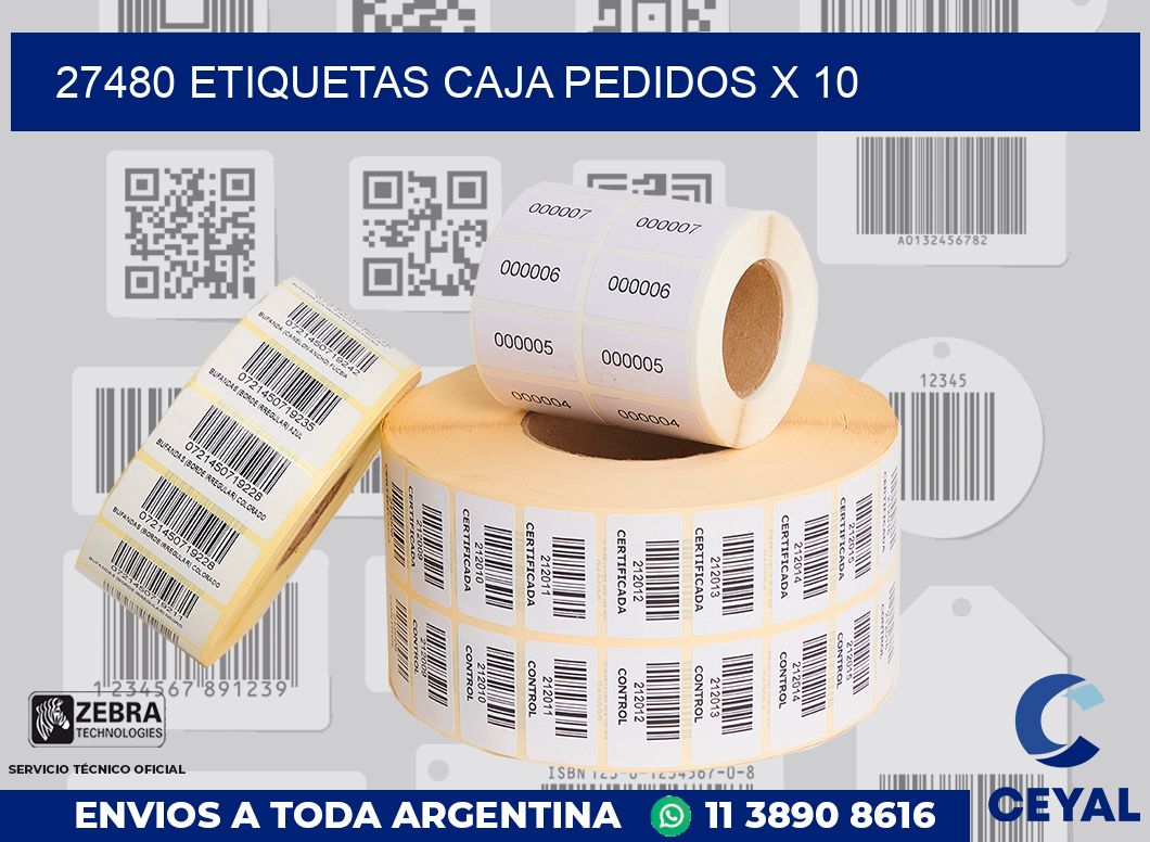 27480 etiquetas caja pedidos x 10