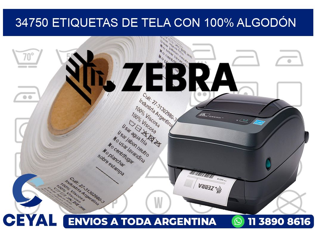 34750 ETIQUETAS DE TELA CON 100% ALGODÓN