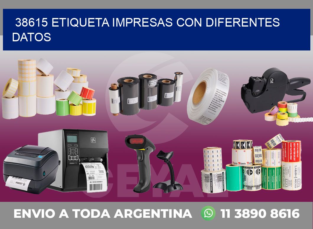 38615 ETIQUETA IMPRESAS CON DIFERENTES DATOS