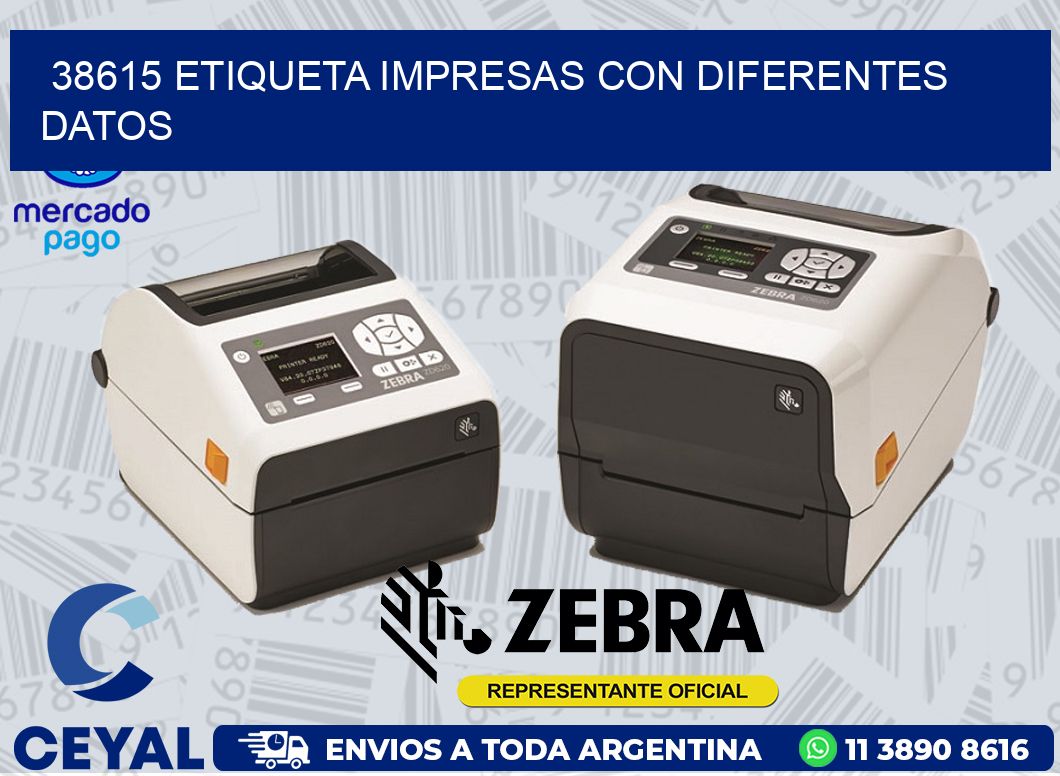 38615 ETIQUETA IMPRESAS CON DIFERENTES DATOS