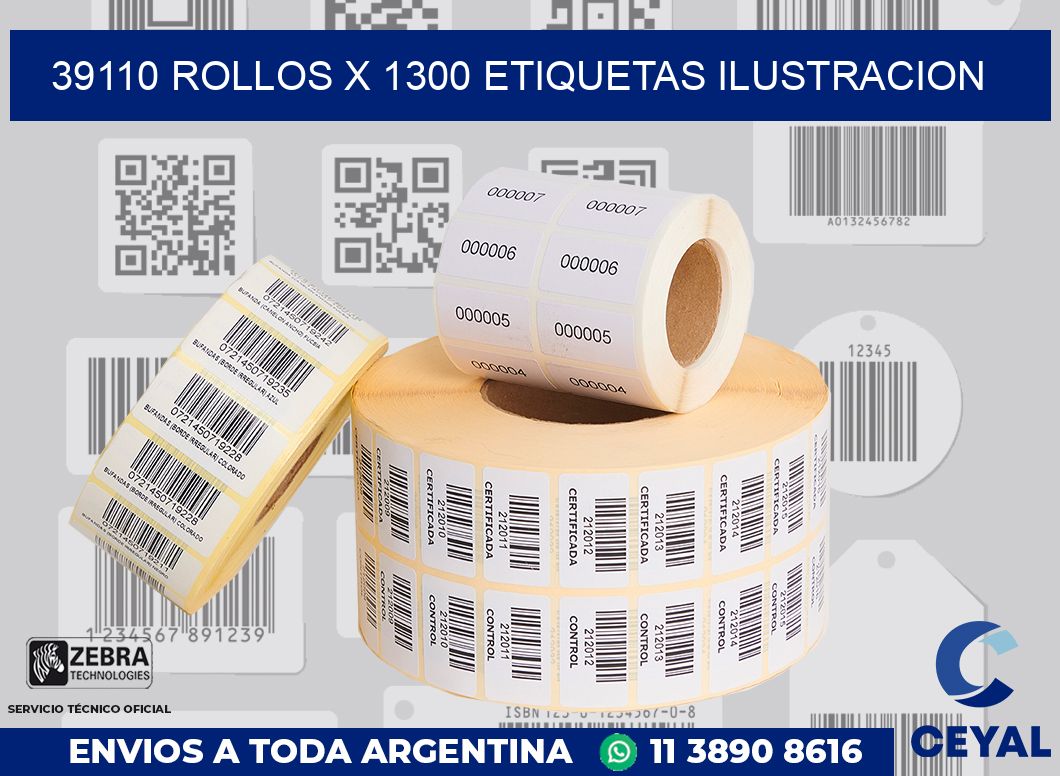 39110 Rollos x 1300 etiquetas ilustracion