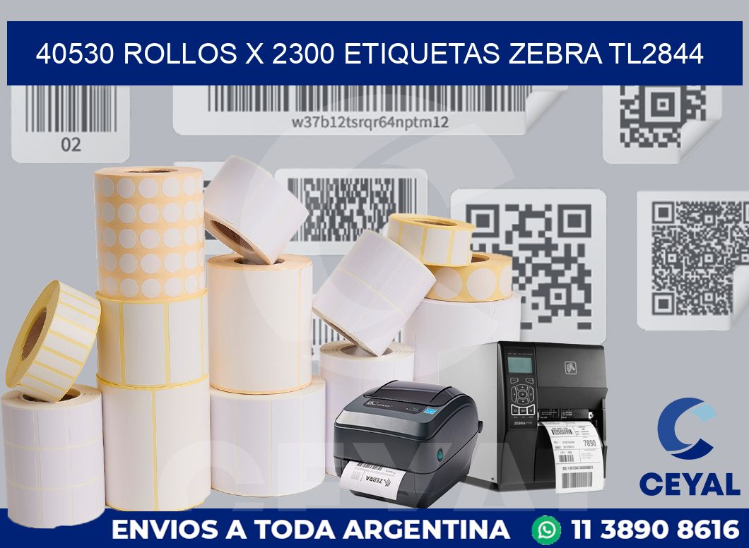 40530 Rollos x 2300 etiquetas zebra tl2844