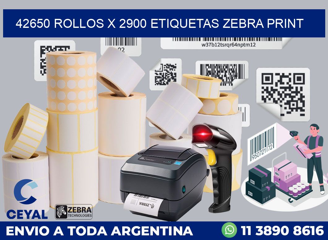 42650 Rollos x 2900 etiquetas zebra print