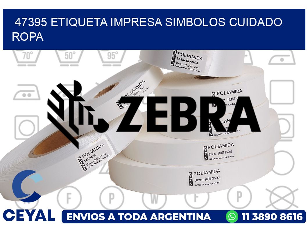 47395 ETIQUETA IMPRESA SIMBOLOS CUIDADO ROPA