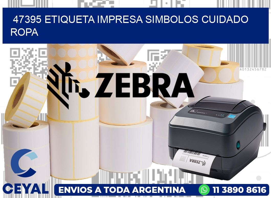 47395 ETIQUETA IMPRESA SIMBOLOS CUIDADO ROPA