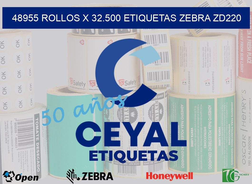 48955 Rollos x 32.500 etiquetas zebra zd220