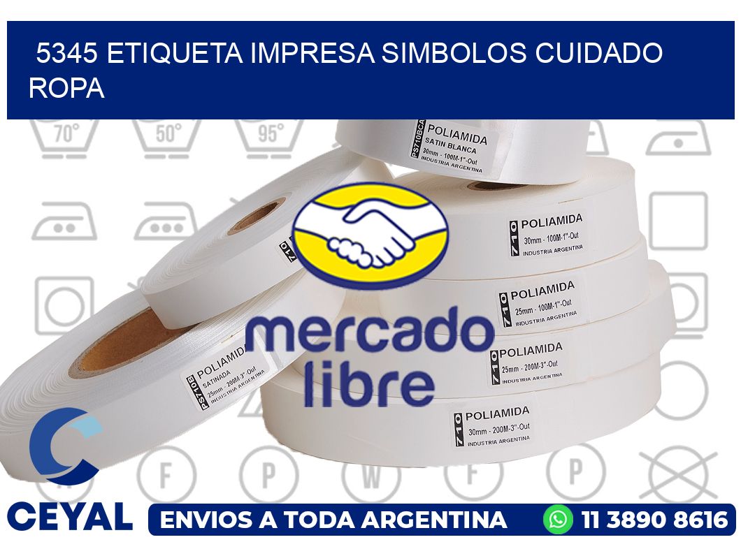 5345 ETIQUETA IMPRESA SIMBOLOS CUIDADO ROPA