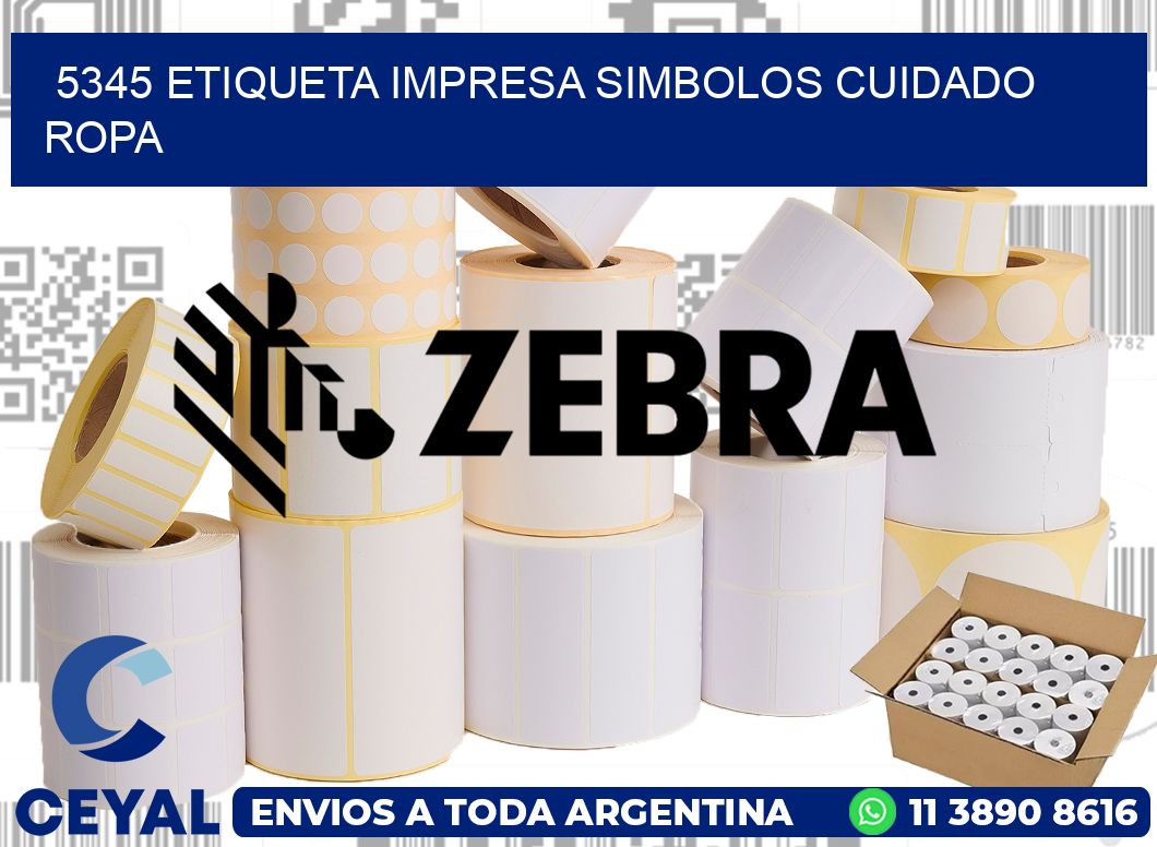 5345 ETIQUETA IMPRESA SIMBOLOS CUIDADO ROPA
