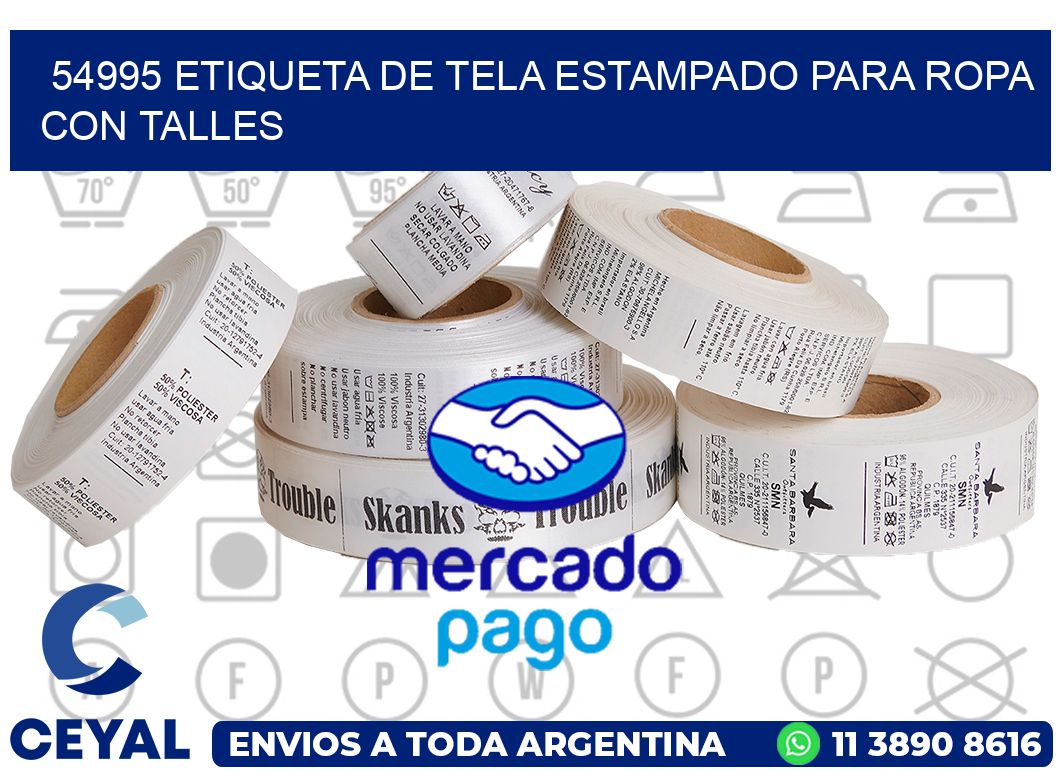 54995 ETIQUETA DE TELA ESTAMPADO PARA ROPA CON TALLES