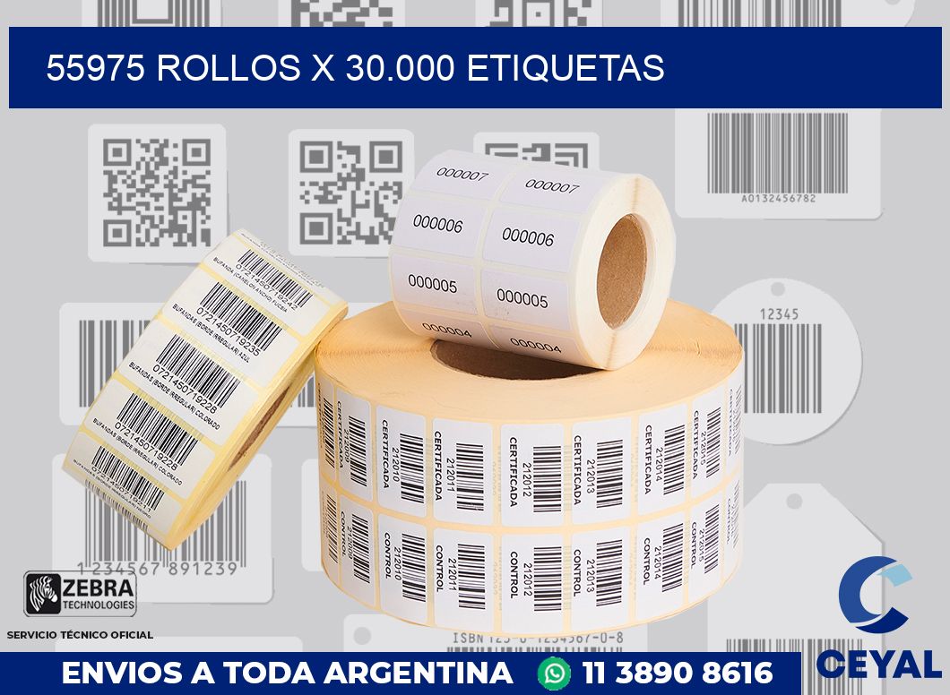 55975 Rollos x 30.000 etiquetas